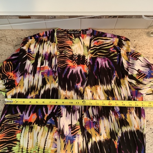 Russell Kemp NY Abstract Colorful Fringe Kimono Cardigan Size Large - Picture 6 of 8